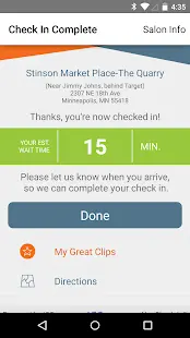 Great Clips Online Check-in Screenshot