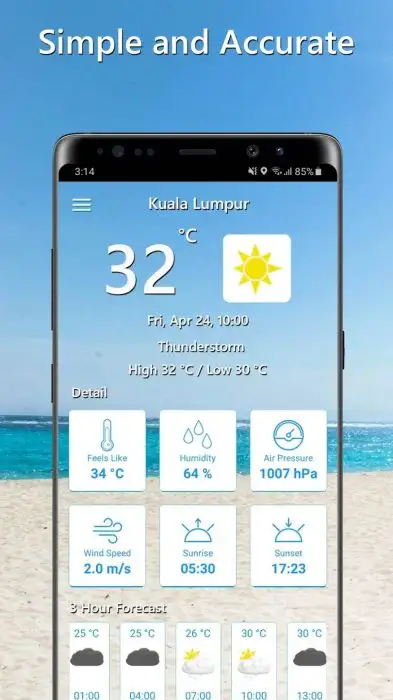 Temperature Today - Weather Forecast & Thermometer Screenshot