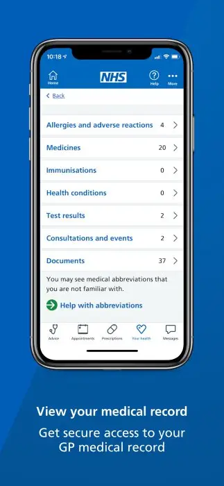 NHS App Screenshot