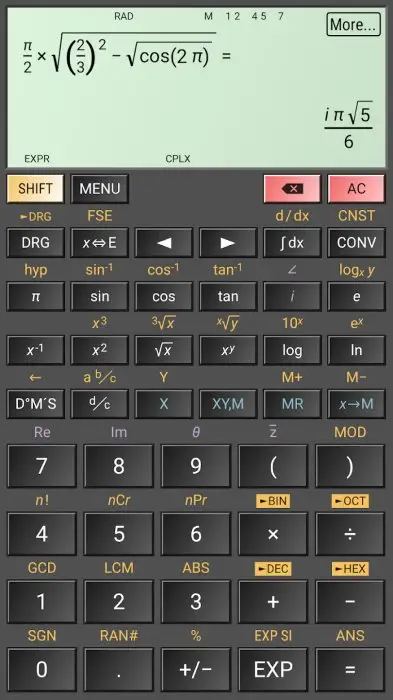 HiPER Scientific Calculator Screenshot