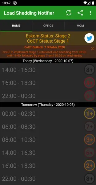 Load Shedding Notifier Screenshot