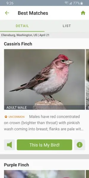 Merlin Bird ID by Cornell Lab Screenshot