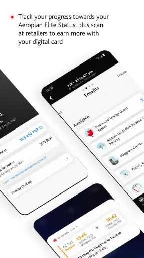 Air Canada + Aeroplan Screenshot