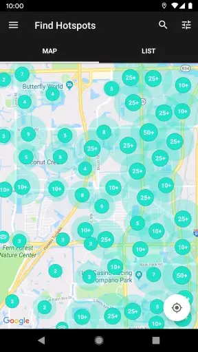 Xfinity WiFi Hotspots Screenshot