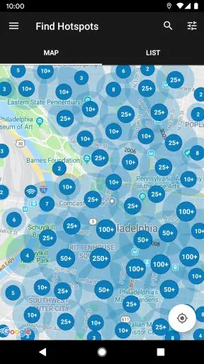 Xfinity WiFi Hotspots Screenshot