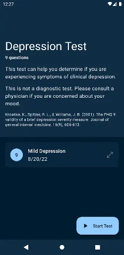 Depression Test Screenshot
