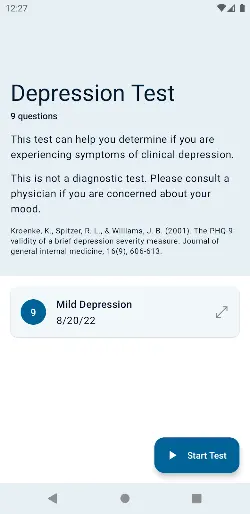 Depression Test Screenshot